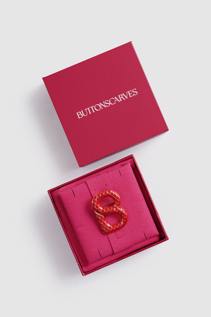 alice brooch in red by buttonscarves
