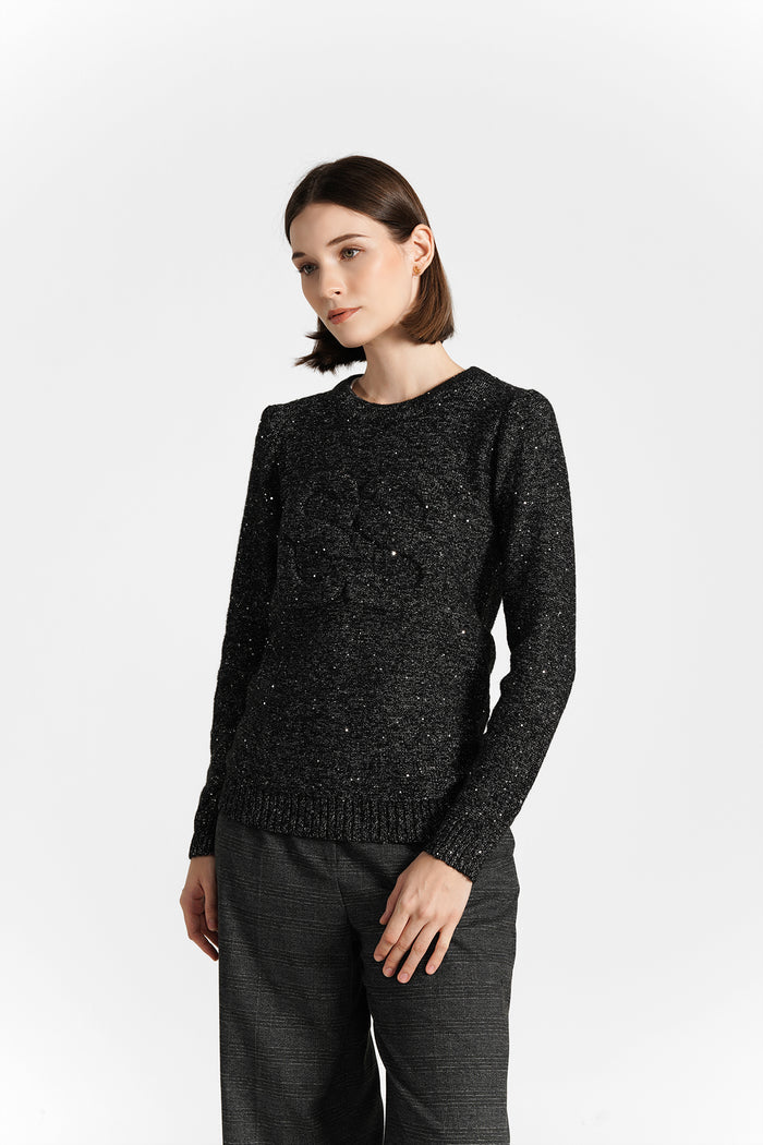 alice sweatshirt in black by buttonscarves front view