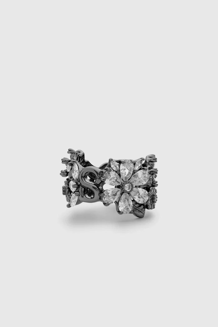 alina ring brooch in hematite by buttonscarves front view