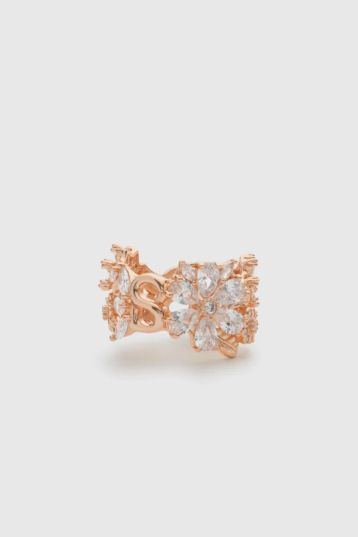 alina ring brooch in rose gold by buttonscarves front view