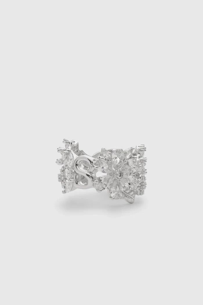 alina ring brooch in silver by buttonscarves front view