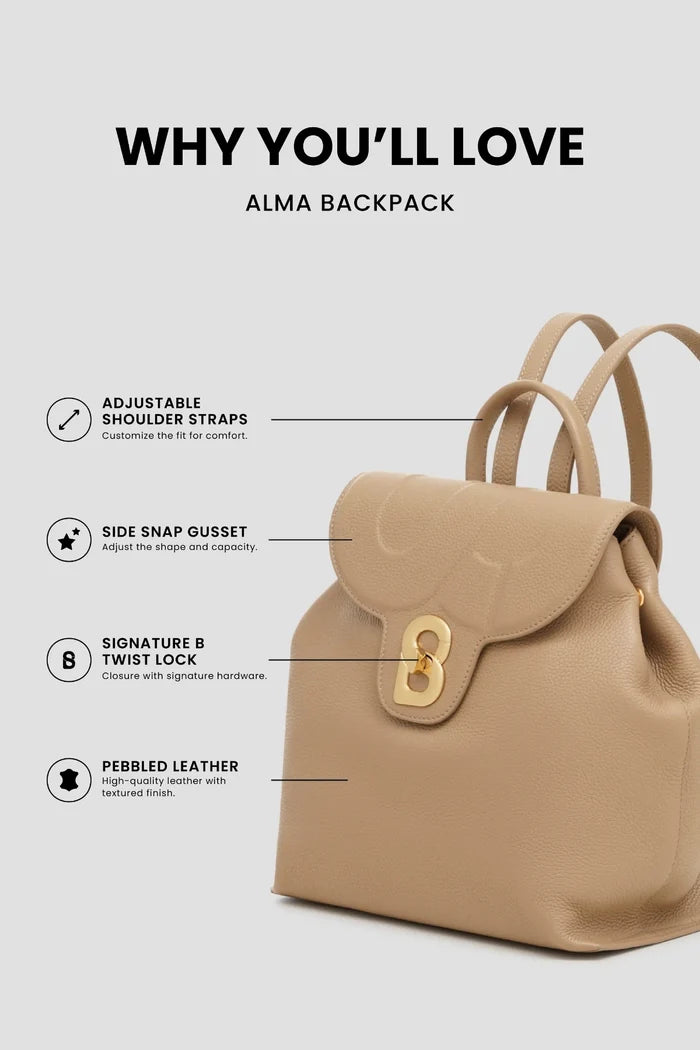 alma backpack in clay by buttonscarves feature overview