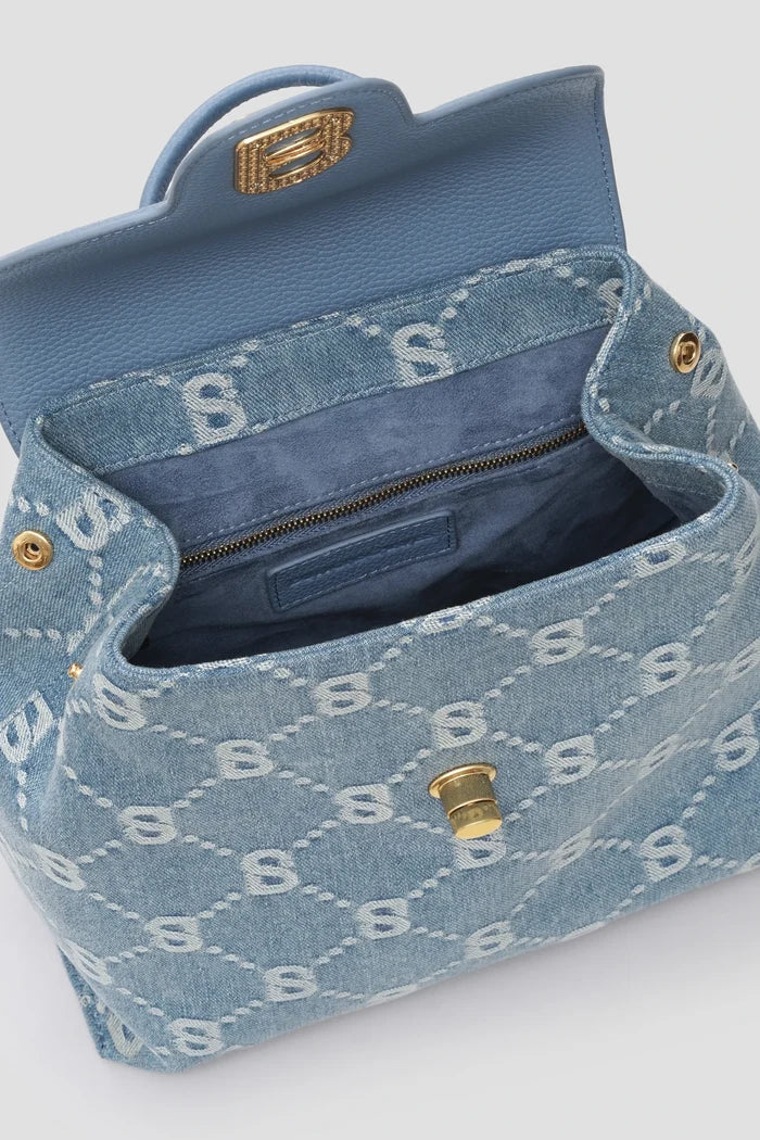 alma backpack in denim by buttonscarves interior compartment