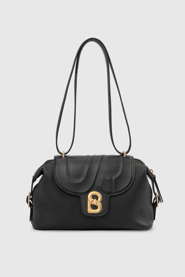 alma shoulder bag in black by buttonscarves