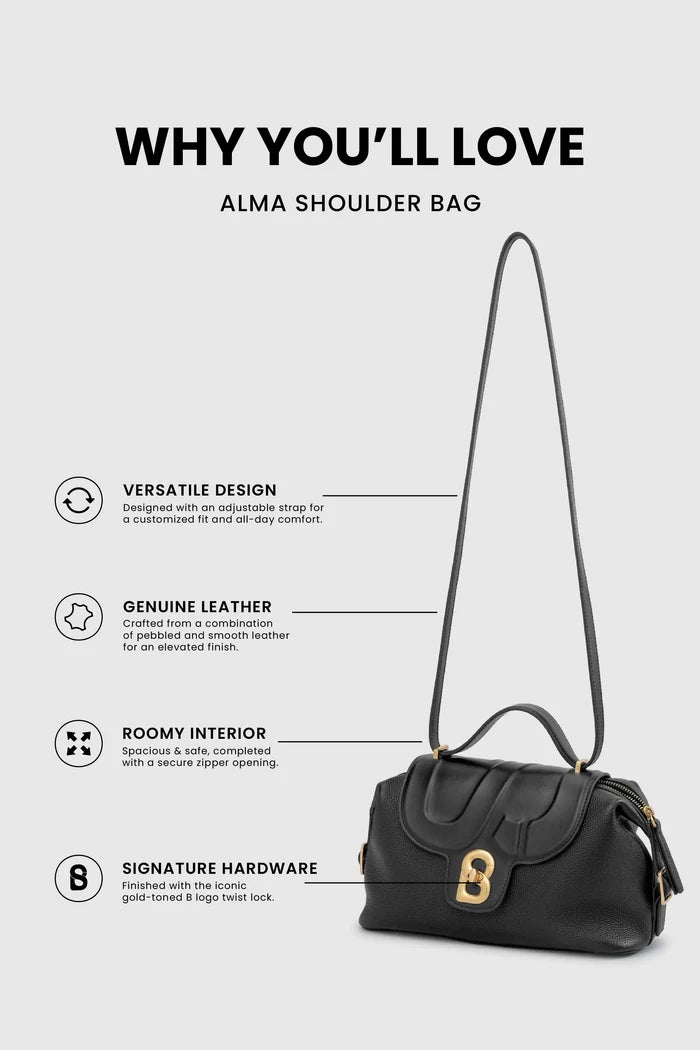 alma shoulder bag in black by buttonscarves feature overview
