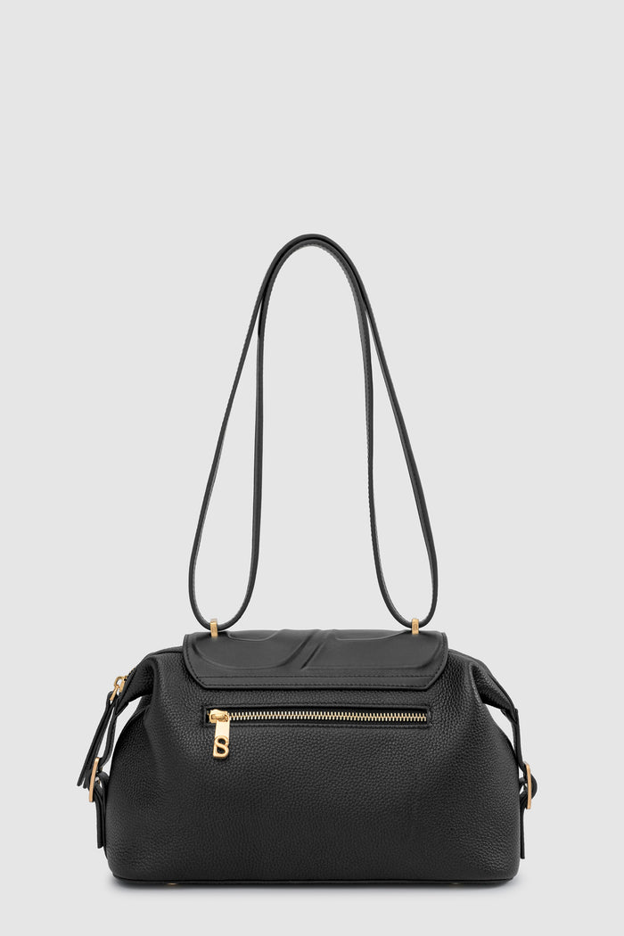 alma shoulder bag in black by buttonscarves back view