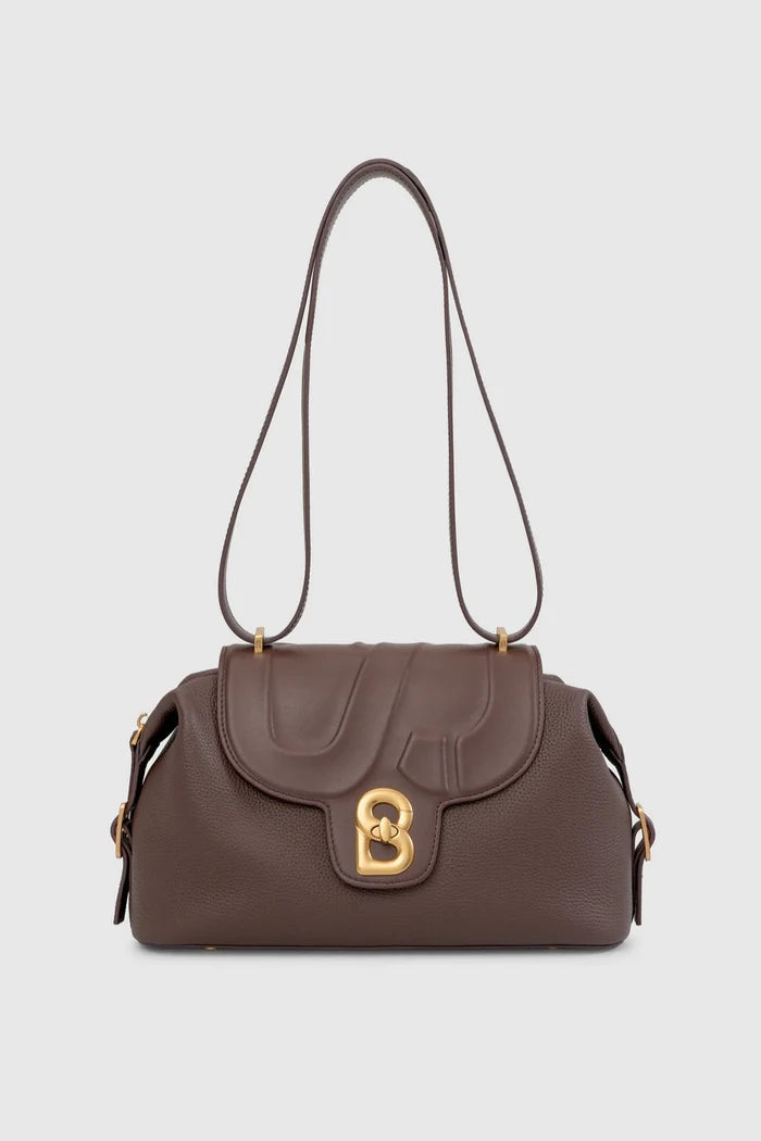 alma shoulder bag in brown by buttonscarves