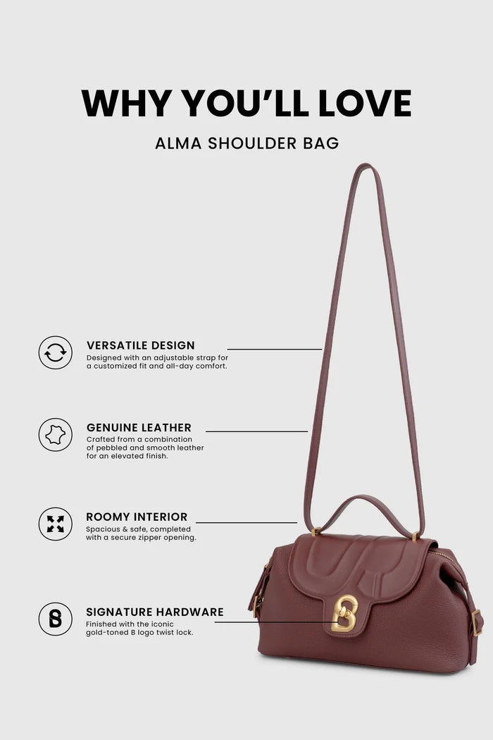 alma shoulder bag in cabernet by buttonscarves feature overview