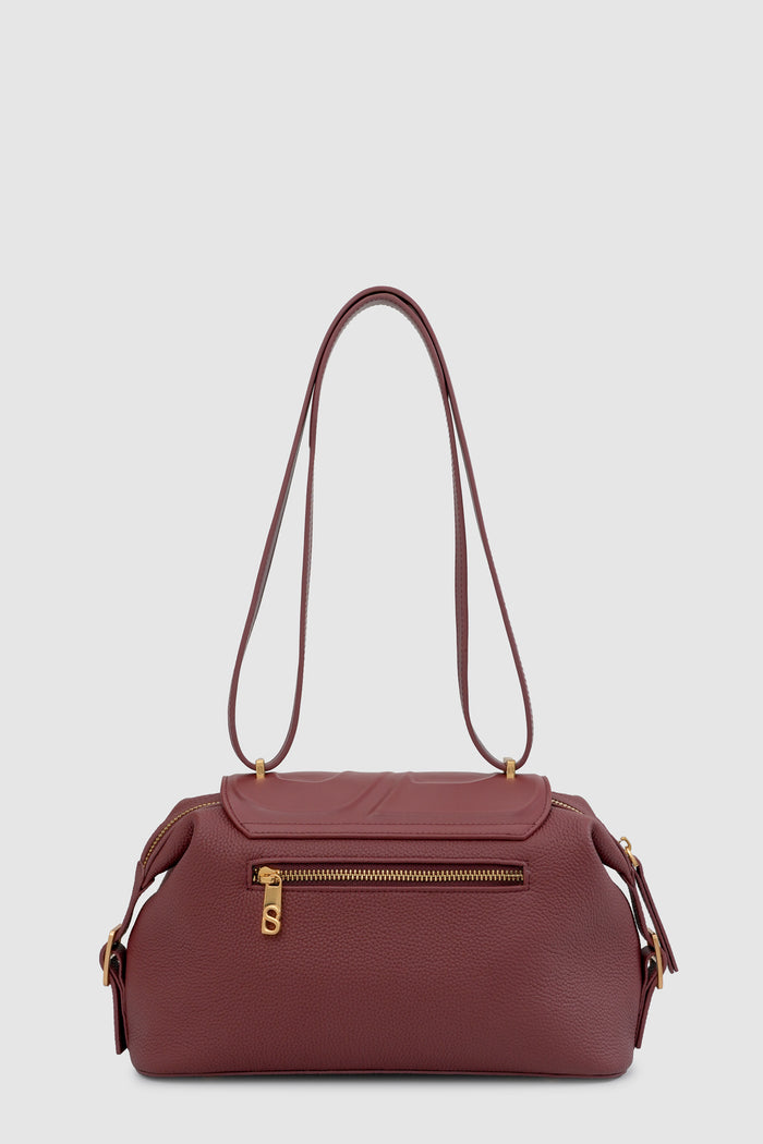 alma shoulder bag in cabernet by buttonscarves back view