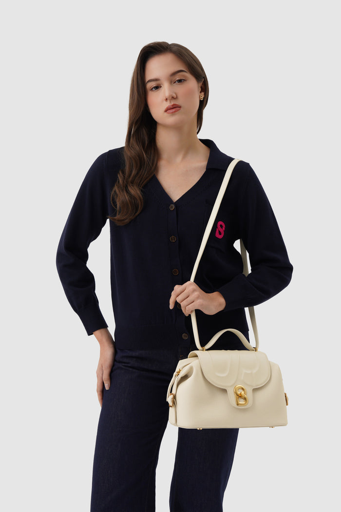 alma shoulder bag in chalk by buttonscarves with adjustable strap
