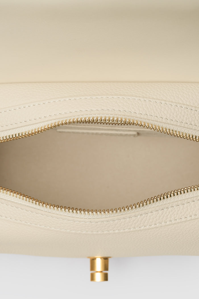 alma shoulder bag in chalk by buttonscarves interior compartment