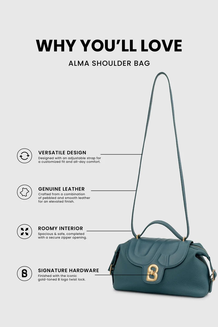 alma shoulder bag in teal by buttonscarves feature overview