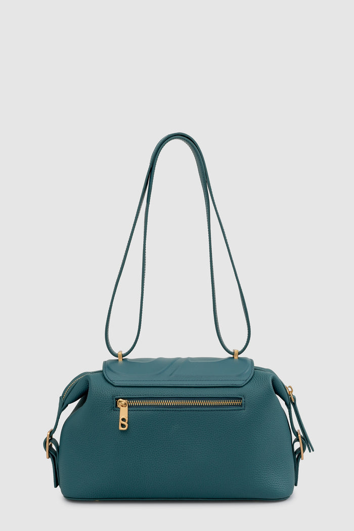 alma shoulder bag in teal by buttonscarves back view