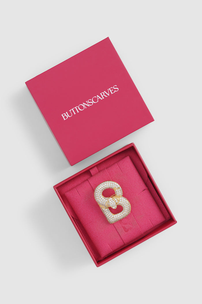 Alma Twist Crystal Brooch - Gold