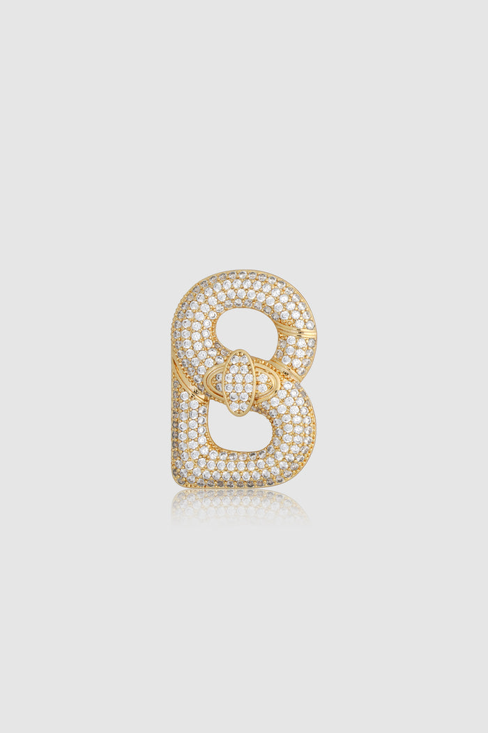 Alma Twist Crystal Brooch - Gold