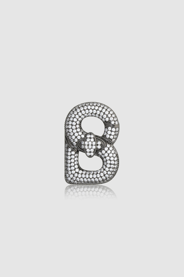 Alma Twist Crystal Brooch - Hematite