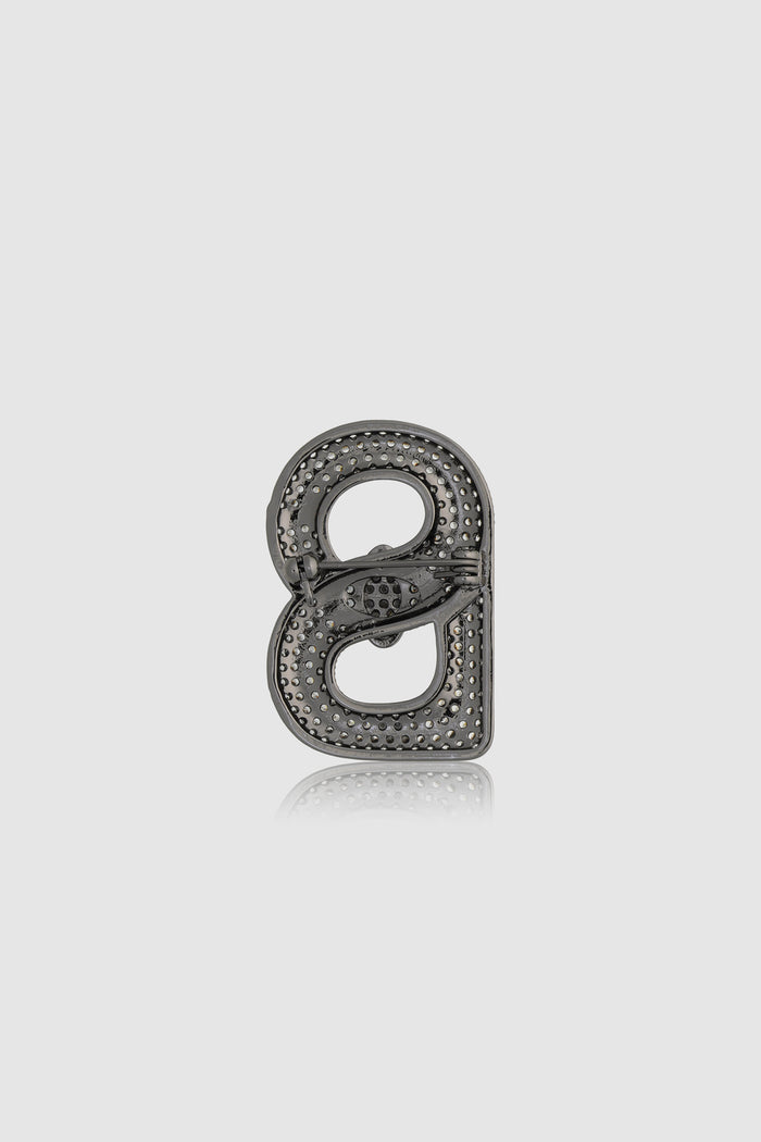 Alma Twist Crystal Brooch - Hematite