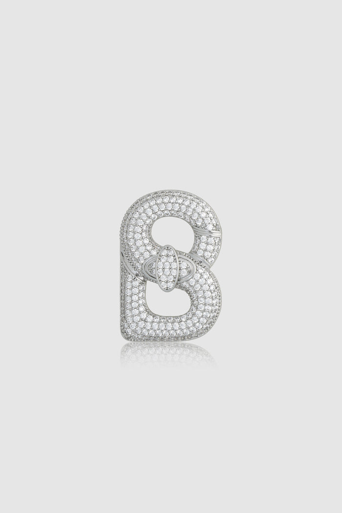 Alma Twist Crystal Brooch - Silver