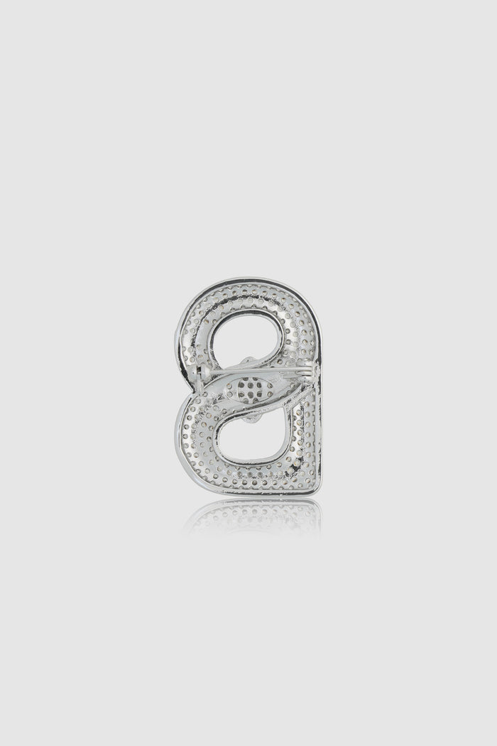 Alma Twist Crystal Brooch - Silver