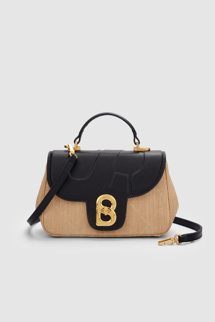 Alma Wicker Straw Bag Small - Black