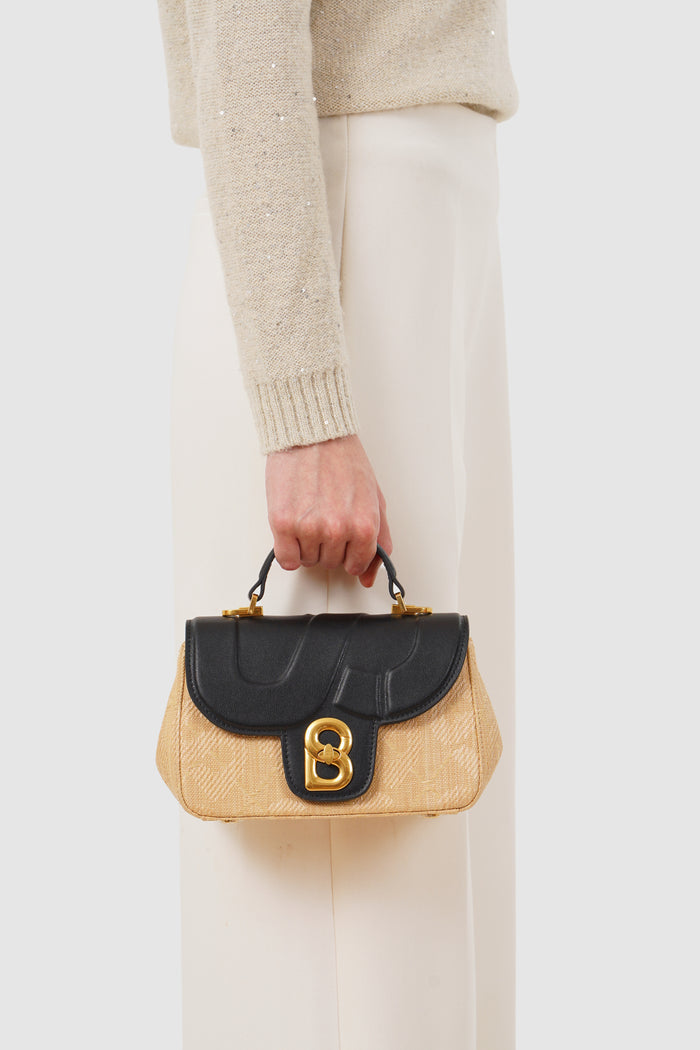 Alma Wicker Straw Bag Small - Black