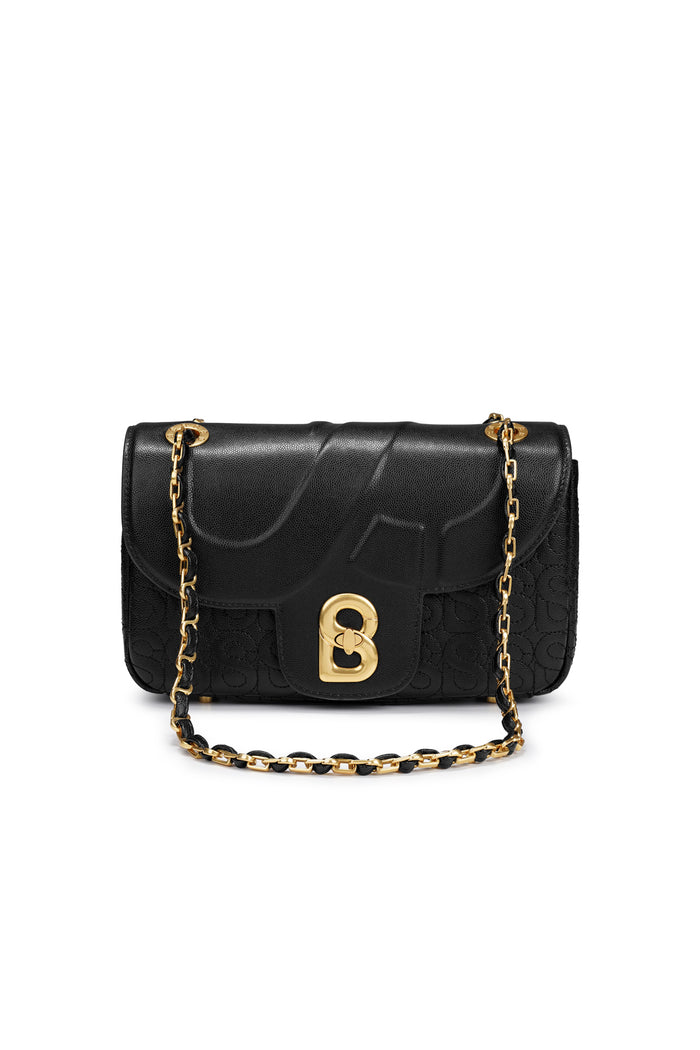 Aluna Leather Flap Bag Medium - Black