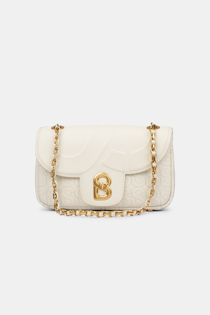 Aluna Leather Flap Bag Medium - Bone
