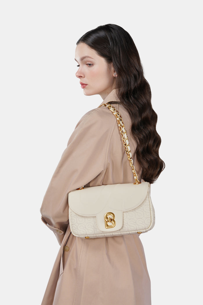Aluna Leather Flap Bag Medium - Bone