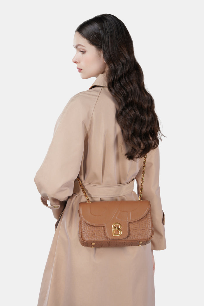 Aluna Leather Flap Bag Medium - Caramel
