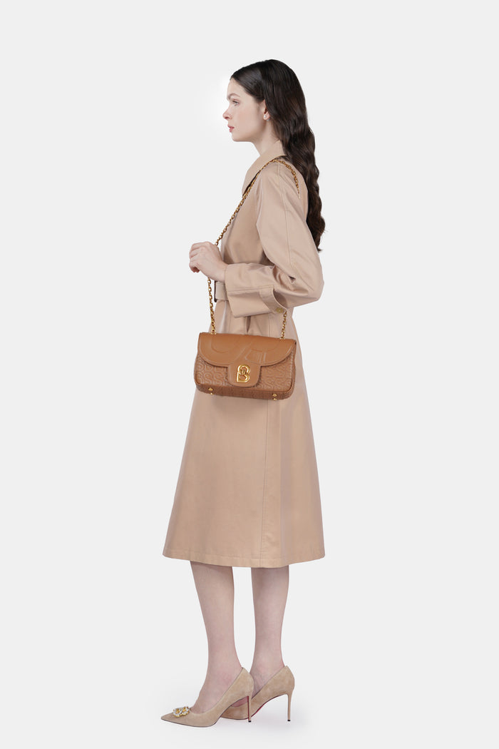 Aluna Leather Flap Bag Medium - Caramel
