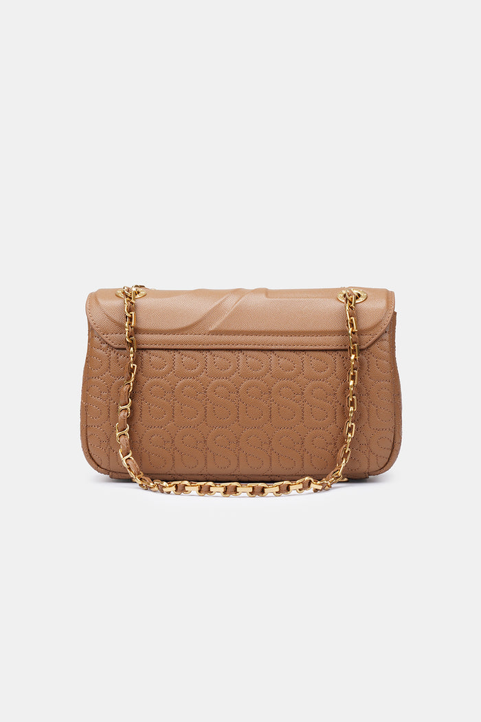 Aluna Leather Flap Bag Medium - Caramel