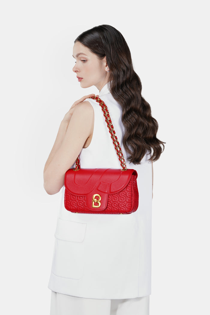 Aluna Leather Flap Bag Medium - Red
