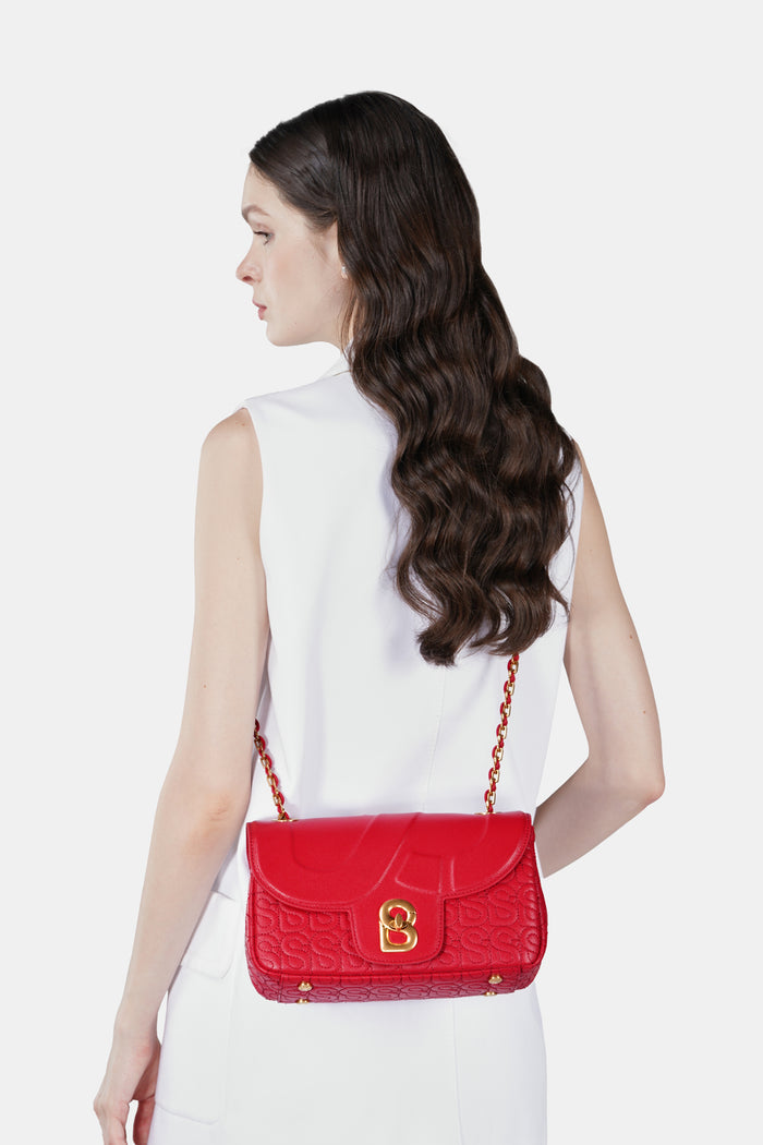 Aluna Leather Flap Bag Medium - Red
