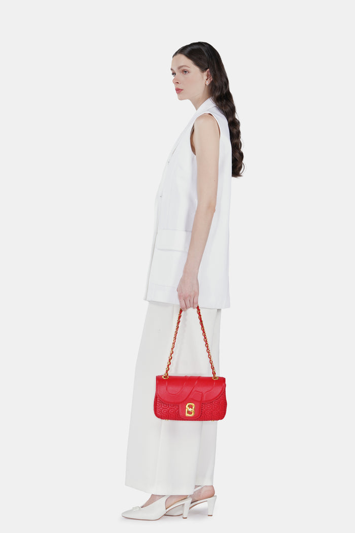 Aluna Leather Flap Bag Medium - Red