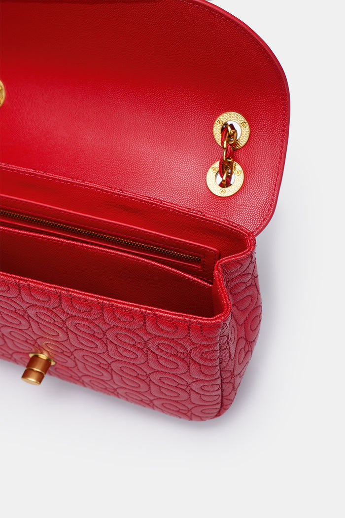 Aluna Leather Flap Bag Medium - Red