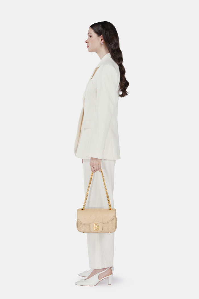 Aluna Leather Flap Bag Medium - Sand