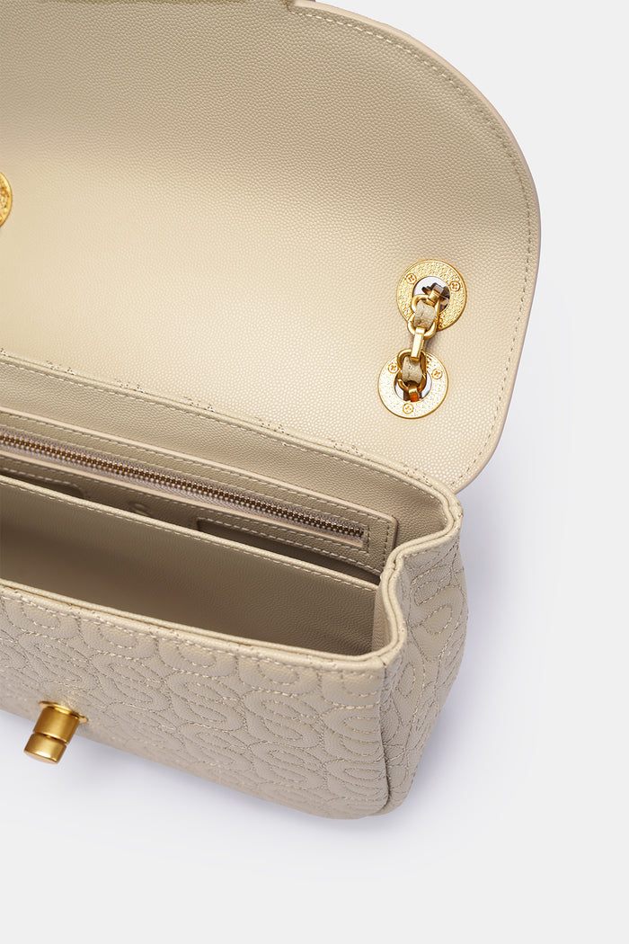 Aluna Leather Flap Bag Medium - Sand