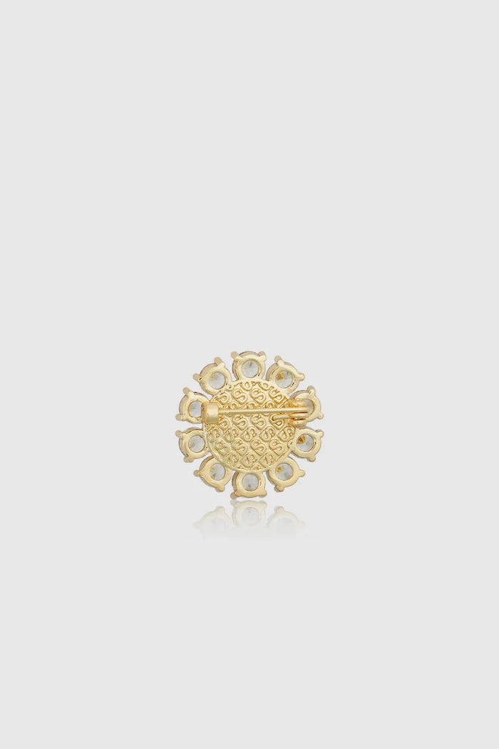 amara crystal pin brooch in gold by buttonscarves back view