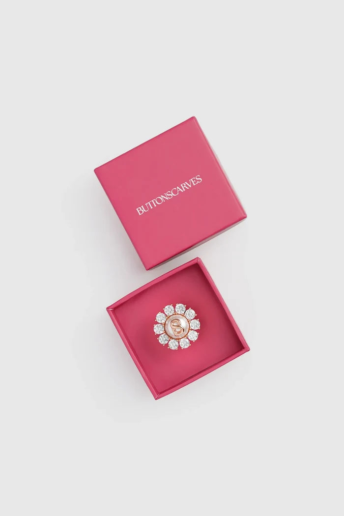 amara crystal pin brooch in rose gold by buttonscarves