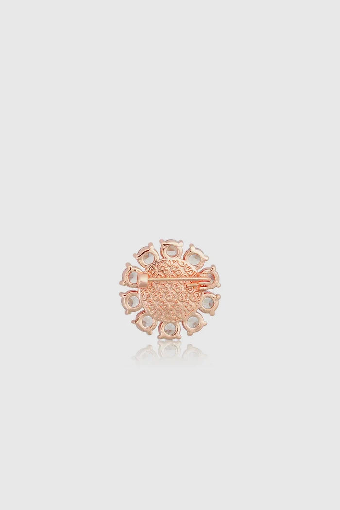amara crystal pin brooch in rose gold by buttonscarves back view