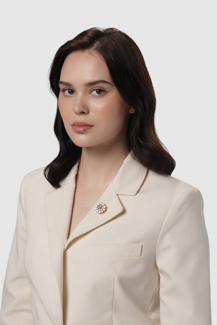 amara crystal pin brooch in rose gold by buttonscarves on blazer