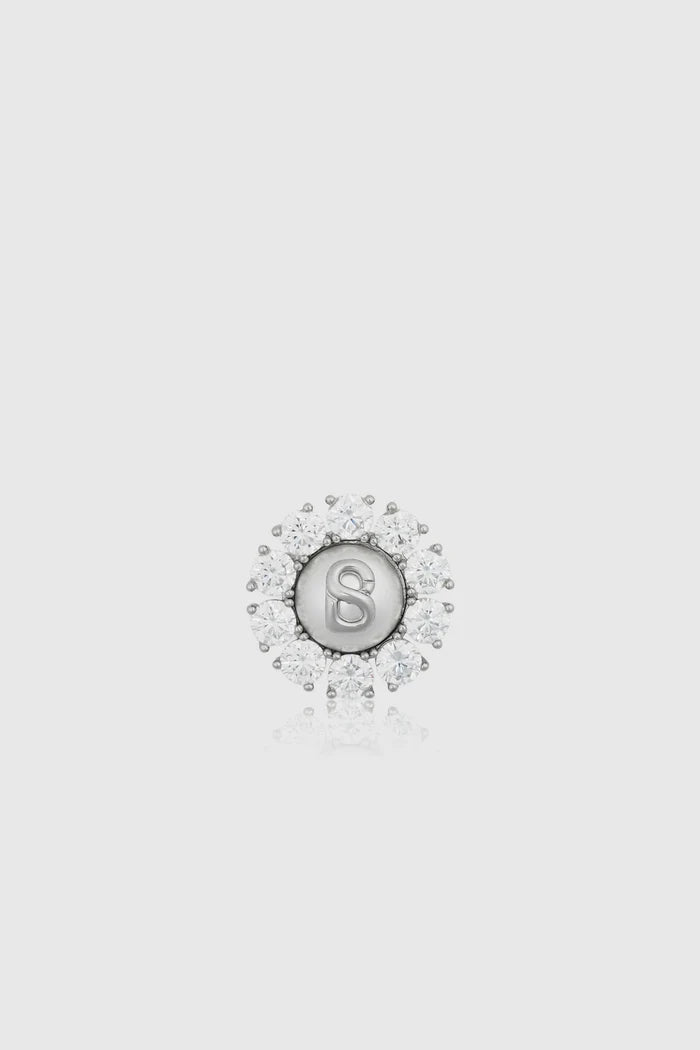 amara crystal pin brooch in silver by buttonscarves front view