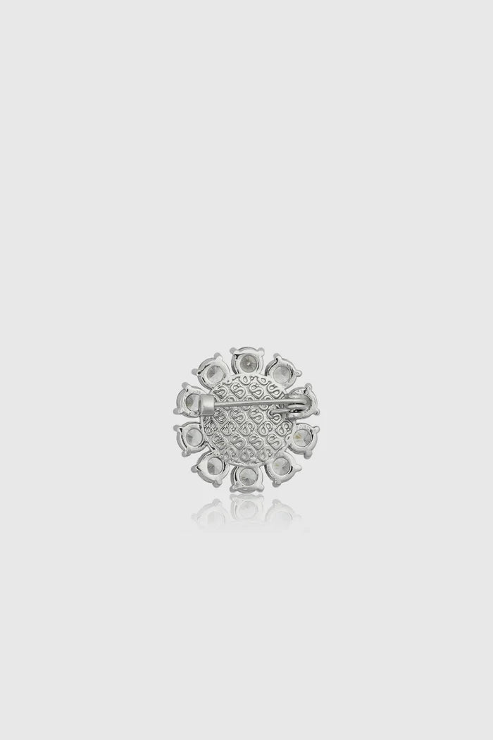 amara crystal pin brooch in silver by buttonscarves back view