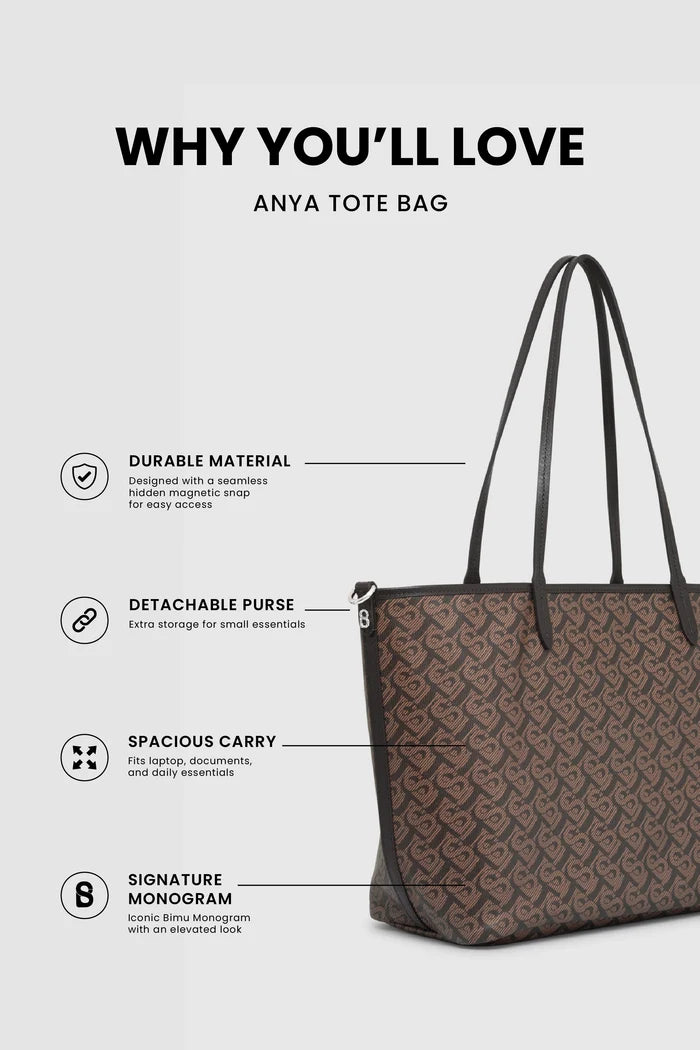 anya tote bag in brown by buttonscarves feature overview