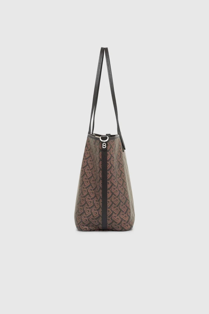 anya tote bag in brown by buttonscarves side view