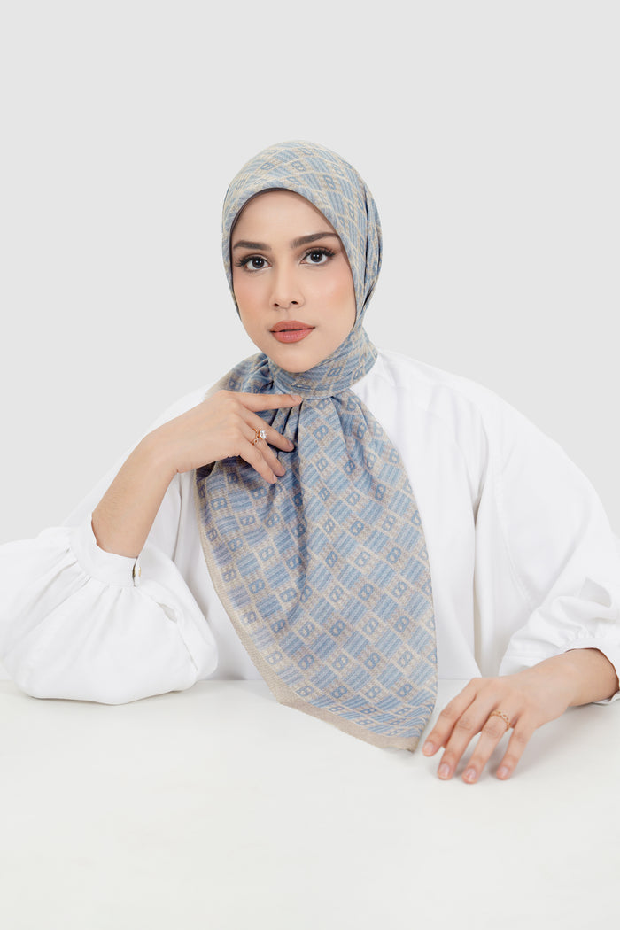 anyam printed square scarf in atmosphere by buttonscarves front view