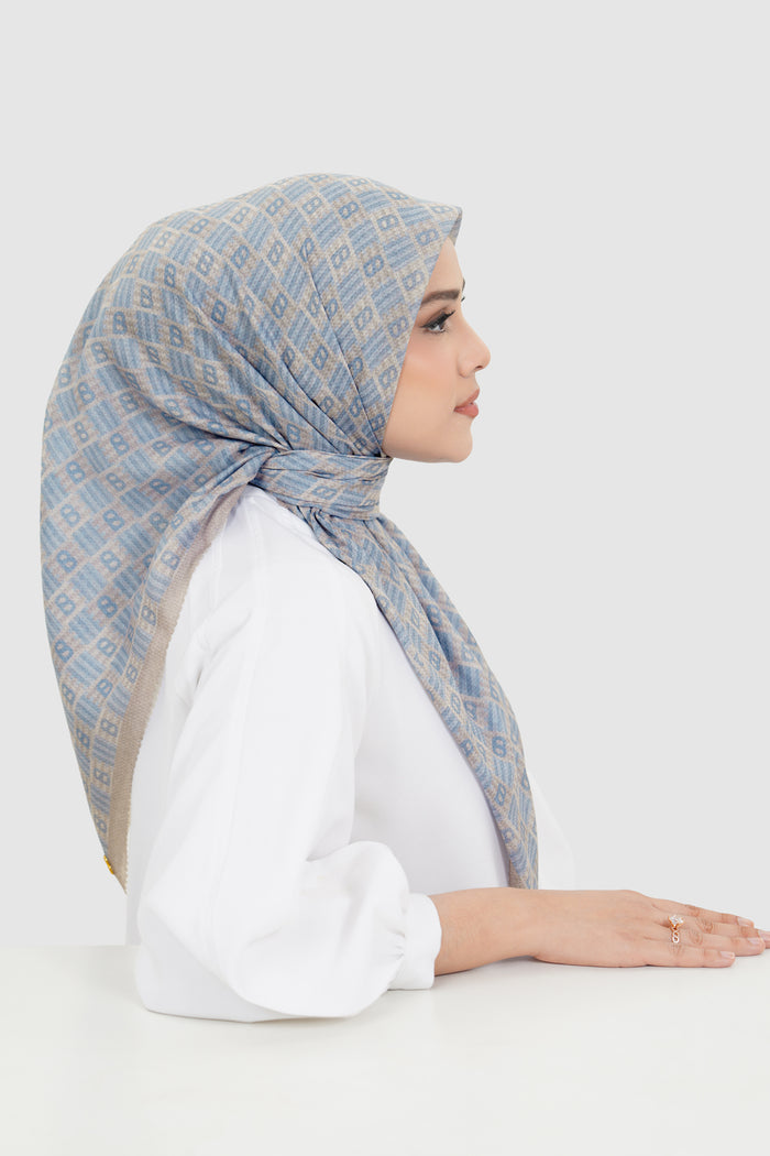 anyam printed square scarf in atmosphere by buttonscarves side view