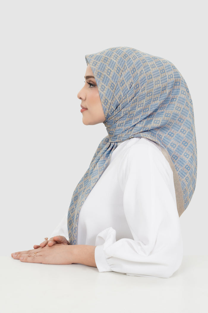 anyam printed square scarf in atmosphere by buttonscarves side view