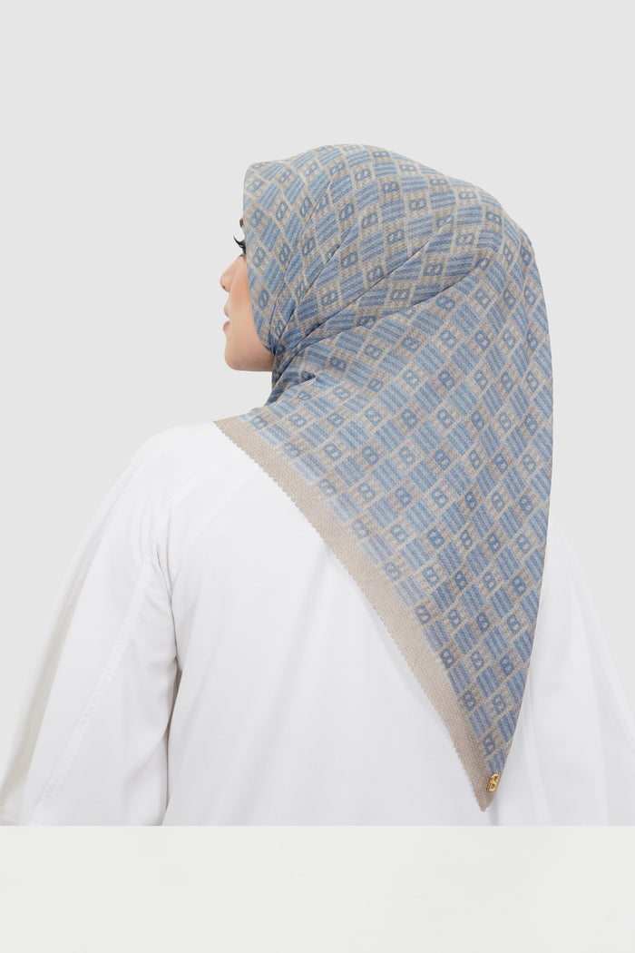 anyam printed square scarf in atmosphere by buttonscarves back view