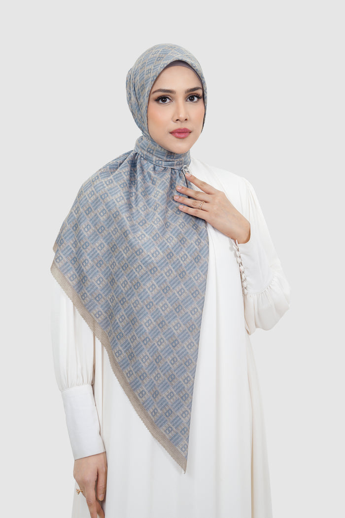 anyam printed square scarf in atmosphere by buttonscarves front view